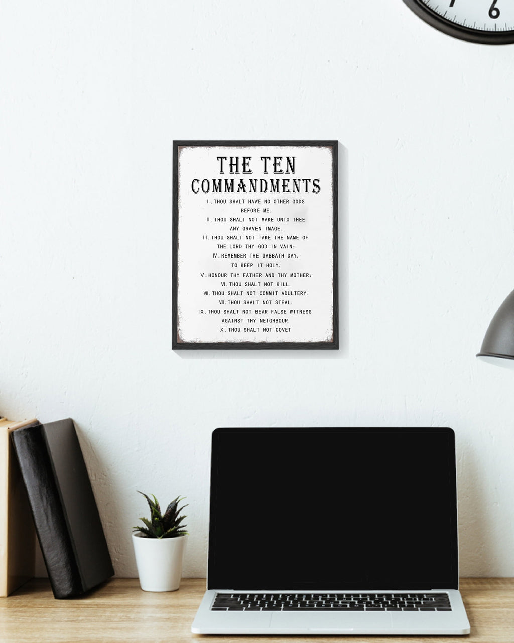 8x10in Black Framed Inspirational Wall Art Motivational Bible Verse Ten Commandments Quote Sayings Office Home Decor Canvas Prints Encouraging Positive Posters Painting