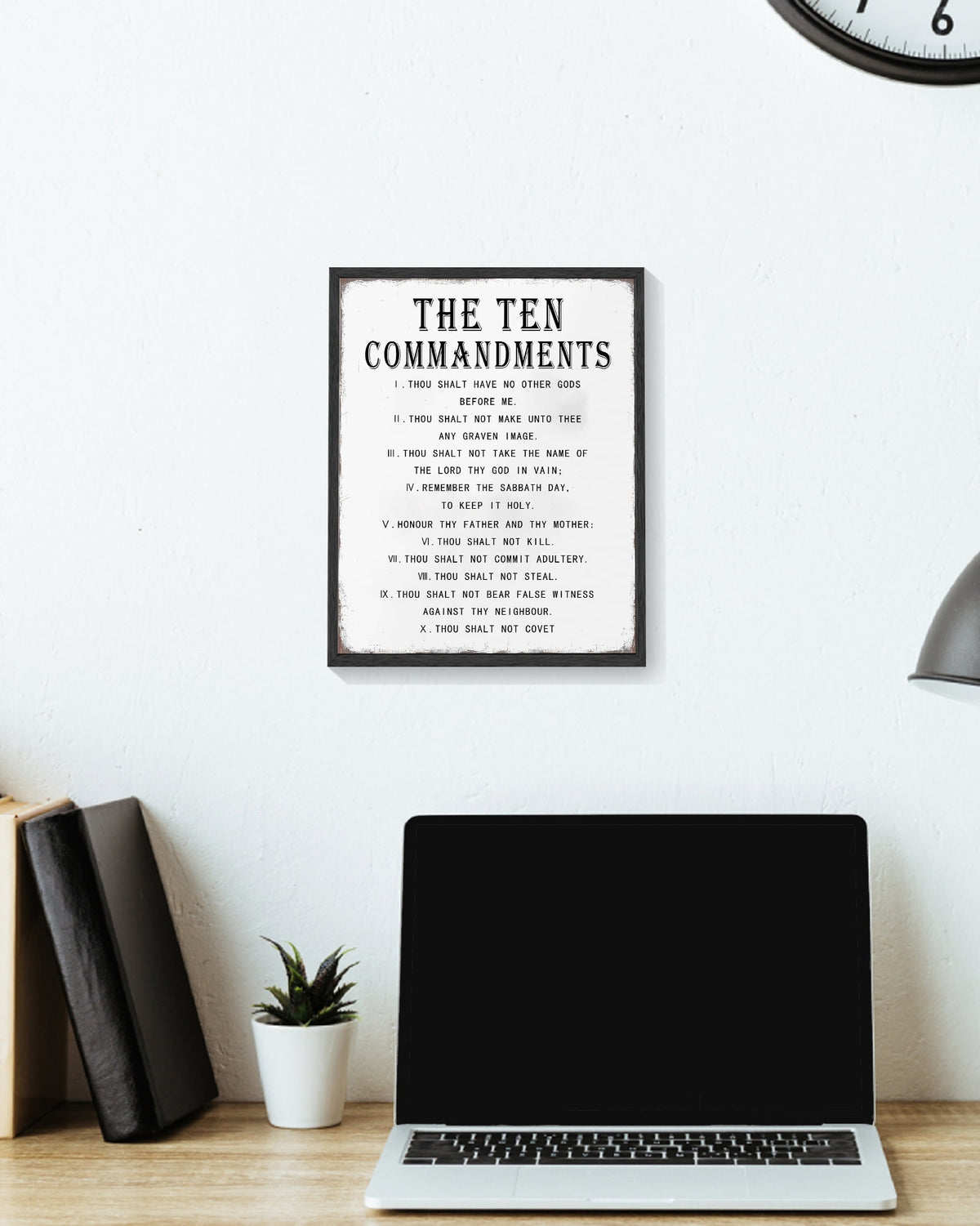 8x10in Black Framed Inspirational Wall Art Motivational Bible Verse Ten Commandments Quote Sayings Office Home Decor Canvas Prints Encouraging Positive Posters Painting