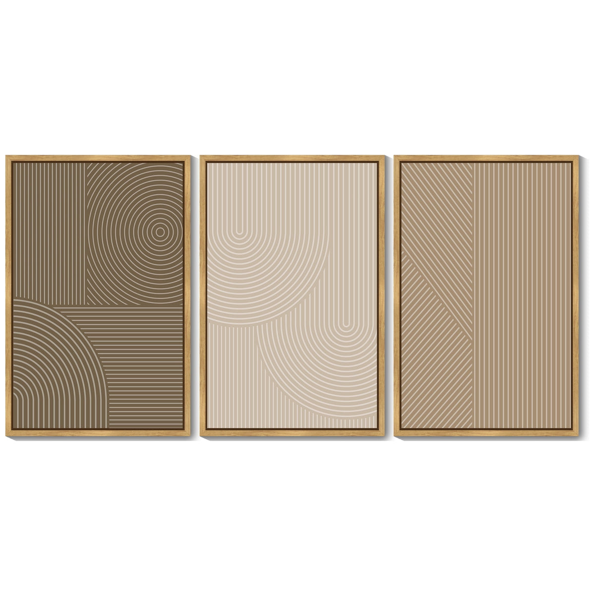 16x24in Natural Framed Minimalist Abstract Framed Wall Art Modern Boho Neutral Line Wall Decor Geometric Artwork Kitchen Dining Room